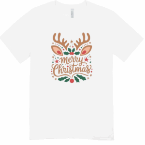 Personalised Christmas T shirt With Cute Reindeer Antlers