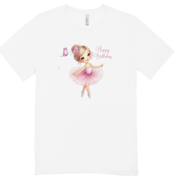 Personalised Cute Ballerina Happy Birthday T Shirt